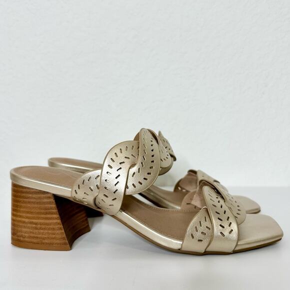 Joie Gold Sandals Size 10 Block Heal - Picture 1 of 6